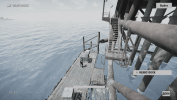 Вид с камеры OILRIG1DOCK — Малая нефтевышка, Лодочный док в Rust